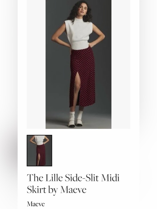 Anthropolgie Dresses & Skirts - Anthropologie Maeve The Lille Side Slit ~Retro Summer ~Polka Dot Midi Skirt